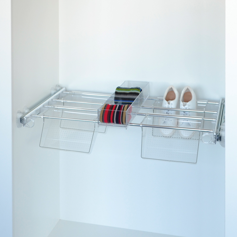 Plus - Shoe rack 4V+1J - transparent - bright aluminium - transparent polycarbonate 1